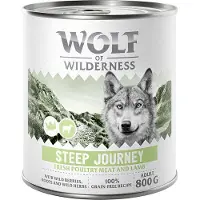Wolf of Wilderness Adult 6 x 800 g - Steep Journey - Fjærkre med kalv