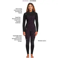 Billabong Synergy 4/3 Mm Dame Våtdrakt I Neopren Med Lange Ermer Og Glidelås På Ryggen