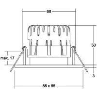 Brumberg LED innfelt spot BB21, hvit, 85 x 85 mm, on/off, IP65