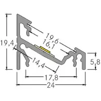 Brumberg påbyggingshjørneprofil, lengde 1 meter, aluminium