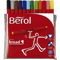 Berol filtspiss fargetusjer, bred spiss (1,2mm), vaskbar, assorterte farger, 12 stk.
