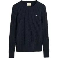 Gant for woman. 4800100 Round neck jumper in navy stretch cotton jersey with eights knitted fabric (XS), Casual