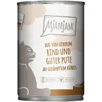 MjAMjAM Økonomipakning Duo 24 x 400 g - deilig biff og god kalkun på dampet gresskar