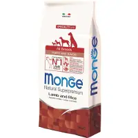Monge Superpremium Dog Monge Natural Superpremium All Breeds Puppy Lamb & Rice for alle raser - 12 kg