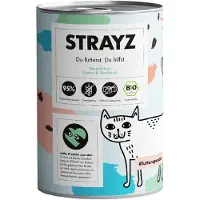 STRAYZ økologisk Cat 6 x 400 g - Økologisk laks og økologisk brokkoli