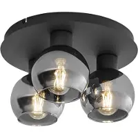 QAZQA Art Deco taklampe sort med røykglass 3-lys - Vidro