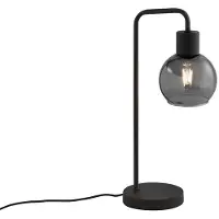 QAZQA Art Deco bordlampe svart med røykglass - Vidro