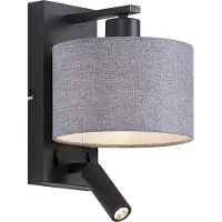 QAZQA Moderne vegglampe sort med grå rund og leselampe - Puglia