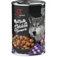 Alpha Spirit AlphaSpirit dåse, kødboller med kylling & gurkemeje 400 g - (6 pk/ps)