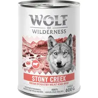 Wolf of Wilderness Adult 6 x 400 g - med fjærkre - Stony Creek - Fjærke med storfe