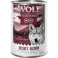 Wolf of Wilderness Adult "Red Meat" 6 x 400 g - Velvet Gloom: Gris, kalkun og ørret