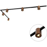 QAZQA 1-fase skinnesystem med 5 spotlights mørk bronse og svart - Rondoo Up