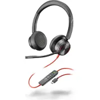 Poly Blackwire 8225 - Blackwire 8200 series - hodesett - on-ear - kablet - aktiv støydemping - USB-C - svart - Zoom Certified, UC-sertifisert