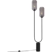 QAZQA Art Deco gulvlampe sort med røykglass 2-lys - Rid
