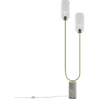 QAZQA Art Deco gulvlampe messing med klart glass 2-lys - Rid