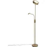 QAZQA Gulvlampe bronse inkl. LED og dimmer med leselampe - Kelso