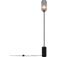 QAZQA Art Deco gulvlampe sort med røykglass - Rid