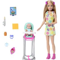 Barbie Skipper Høy Stol Med Tilbehør Til Babydukke