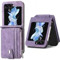 Mtp Products Samsung Galaxy Z Flip5 Retro Belagt Deksel med Lommebok - Lilla