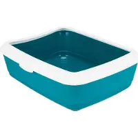 Trixie Classic kattebakke m. rim, 37x15x47 cm, petrol/hvid