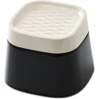 Savic Ergo Cube foderskål m. gummikant, 22x22x16 cm, sort/hvid