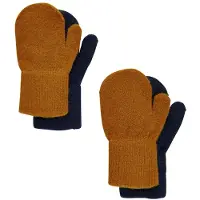CeLaVi Votter - Ull/Nylon - 2-pack - Gresskarkrydder/Navy - - 3-6 år (98-116) - Votter