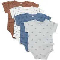 Pippi Bodyer k/e - 4-pack - Blue Mirage - - 50 - Kortermet body