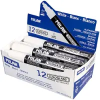 Milan Displayboks 12 Fluoglass-tusjer Meiseltupp 2 Hvit Farge 4 Mm