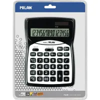 Milan Svart 16-sifret Kalkulator I Blisterpakning