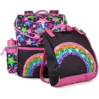 Jeva Skolesekk - Middels - Shimmer Rainbow - - OneSize - Skolesekk