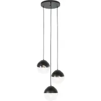 QAZQA Retro hengende lampe svart med klart glass rund 3-lys - Eclipse