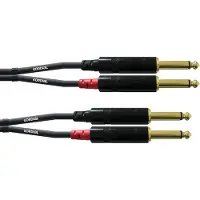 Cordial CFU PP, 2 x 6.35mm, Hankjønn, 2 x 6.35mm, Hankjønn, 1,5 m, Sort