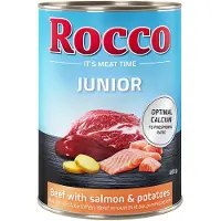 Rocco Økonomipakke Junior 12 x 400 g - Storfe med laks & poteter