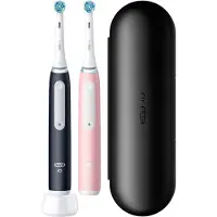 Oral-B iO Series 3 Duo elektriske tannbørster / 2 stk med trykksensor og reiseetui – Svart/Rosa