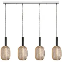 Schuller Valencia Micron LED-pendel, stråle, fire lys, krom, gull