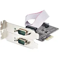 StarTech.com Startech 2-Port Serial PCIe Card, Dual-Port PCI Express to RS232/RS422/RS485 (DB9) Serial Card, Low-Profile Brackets Incl., 16C1050 UART, TAA-Compliant, Windows/Linux, TAA Compliant - Level-4 ESD Pro