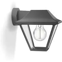 Philips Alpenglow-vegglampe, 60 W, E27, ingen pære, Vegglys, Antrasitt, Metall, IP44, Terrasse, Hage, I