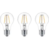 Philips LED-filamentpære 470 lm 4,3 W 2700 K klar E27 3-pk