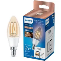 Philips Smart Lighting Smart - LED-filamentlyspære - form: C35 - klar finish - E14 - 4.9 W (ekvivalent 40 W) - klasse F - avstembar hvit - 2700-6500 K
