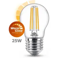 Philips - LED-filamentlyspære - form: P45 - klar finish - E27 - 1.8 W (ekvivalent 25 W) - klasse D - varmt hvitt lys - 2200-2700 K
