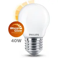 Philips - LED-lyspære - form: P45 - mattslipt finish - E27 - 3.4 W (ekvivalent 40 W) - klasse D - varmt hvitt lys - 2200-2700 K