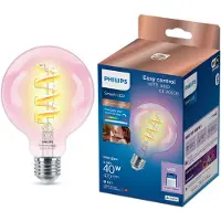 Philips Smart Lighting Smart - LED-filamentlyspære - form: G95 - klar finish - E27 - 6.3 W (ekvivalent 40 W) - klasse G - RGB-lys - 2200-6500 K