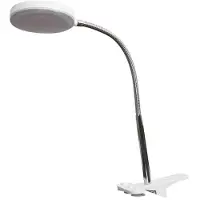 LINDBY LED-bordlampe med klips Milow, hvit, metall, 36 cm høy