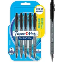 Papermate Flexgrip Ultra Retractable Ballpoint Pens | Medium Point (1.0mm) | Black | 5 Count
