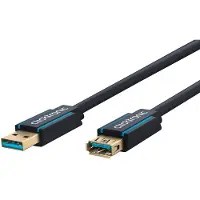 ClickTronic 3m USB 3.0 A/A m/f, 3 m, USB A, USB A, USB 3.2 Gen 1 (3.1 Gen 1), Hankjønn/hunkjønn, Blå