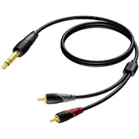 Procab CLA719/1.5, 6.35mm, Hankjønn, 2 x RCA, Hankjønn, 1,5 m, Sort, Grå, Rød