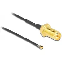 DeLOCK - Antennekabel - MHF 4L LK (P) til RP-SMA (R) - 10 cm - 1.37 mm - koaksial - svart