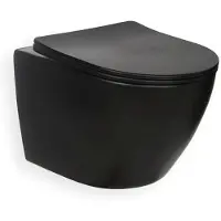 BLUE LABEL Mat Sort Rimfree hængeskål inklusiv toiletsæde med Soft Close & Quick Release funktion - boltafstand 180 mm - dybde 490 mm