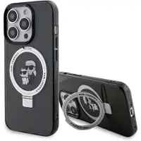 Karl Lagerfeld KLHMP15LHMRSKCK iPhone 15 Pro-harddeksel, ringstativ, svart