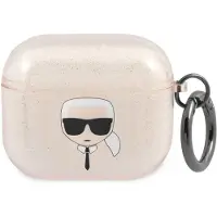 Karl Lagerfeld Glitter Karl's Head-etui for AirPods 3 - Gull